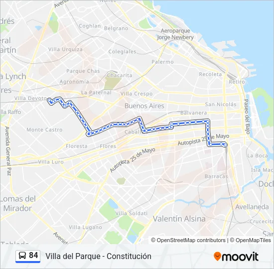 84 Colectivo Line Map