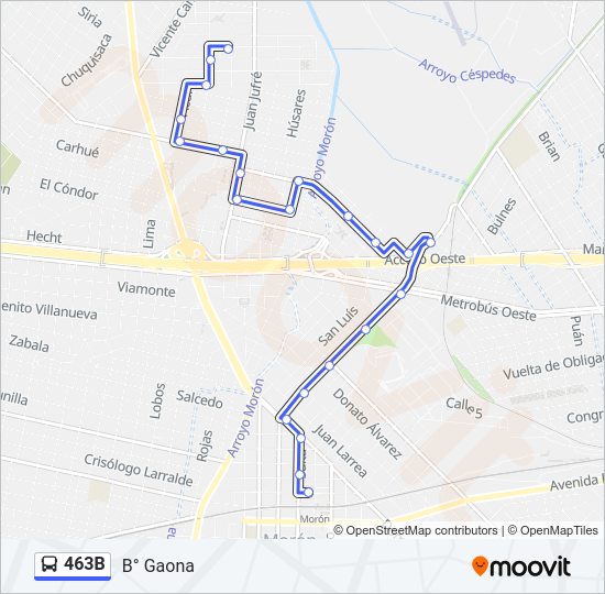 Mapa de 463B de Colectivo