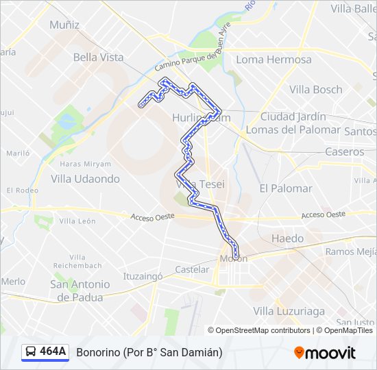 Mapa de 464A de Colectivo