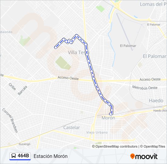 Mapa de 464B de Colectivo