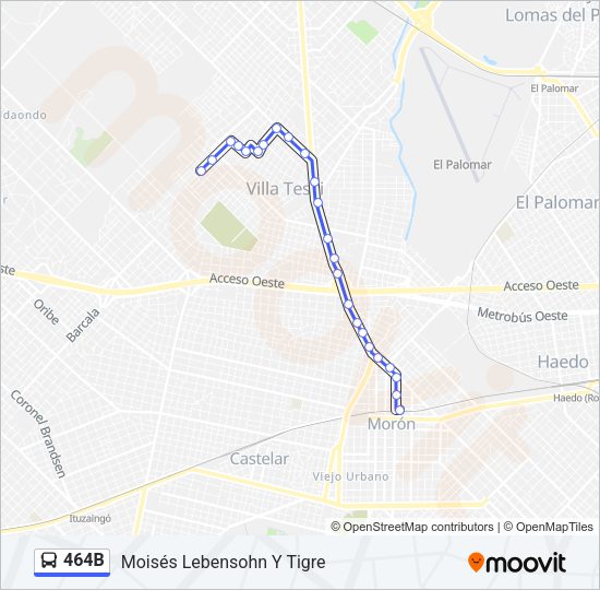 Mapa de 464B de Colectivo