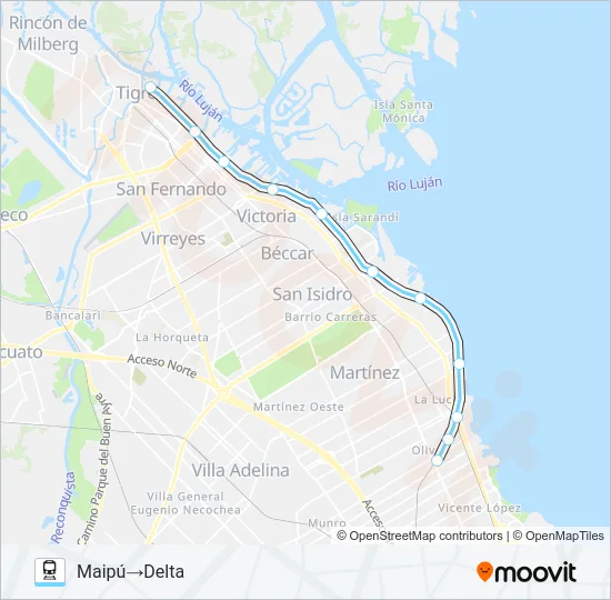 TREN DE LA COSTA Train Line Map