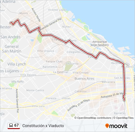 67 Colectivo Line Map