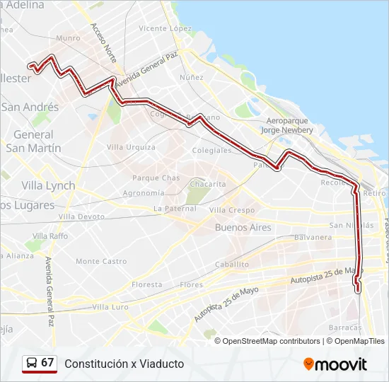 67 Colectivo Line Map