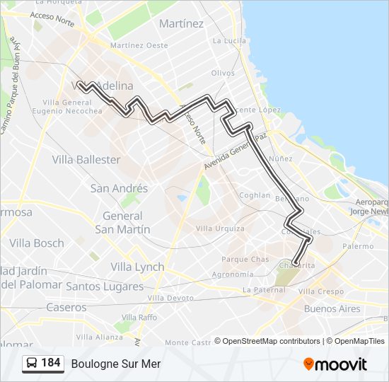 Mapa de 184 de Colectivo