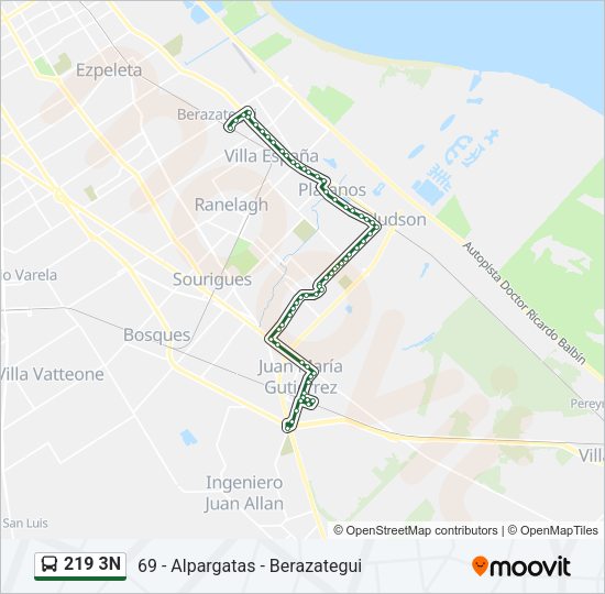 Mapa de 219 3N de Colectivo