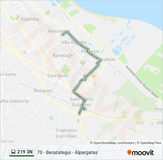 219 3N Colectivo Line Map