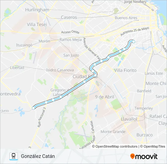 BELGRANO SUR Train Line Map