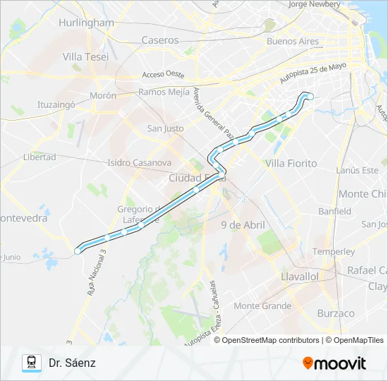 BELGRANO SUR Train Line Map