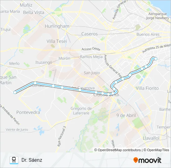 BELGRANO SUR Train Line Map