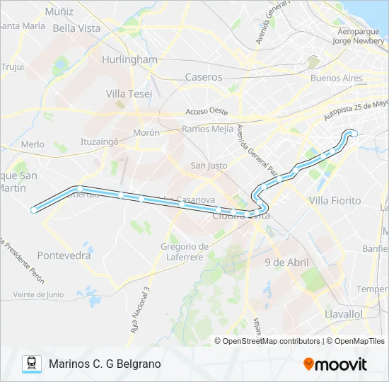 BELGRANO SUR Train Line Map