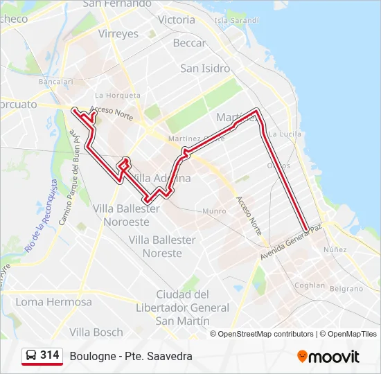 314 Colectivo Line Map