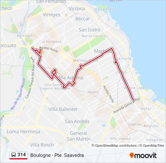 Mapa de 314 de Colectivo