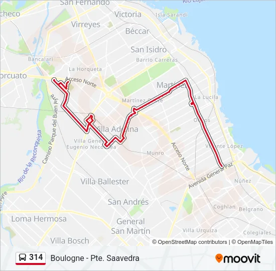 314 Colectivo Line Map