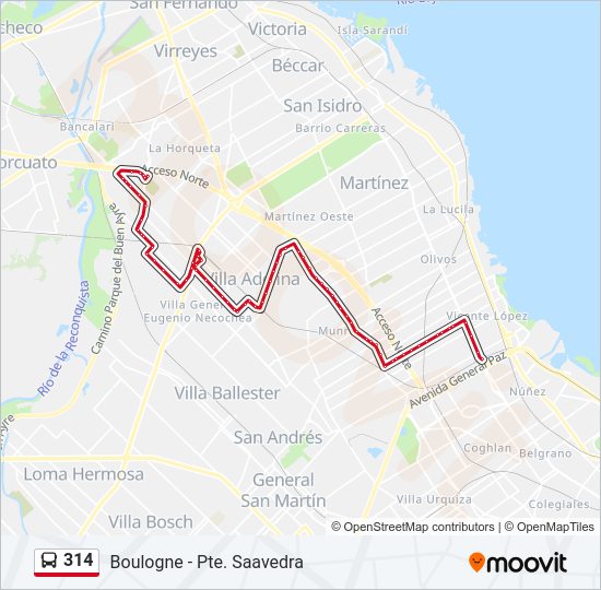 Mapa de 314 de Colectivo