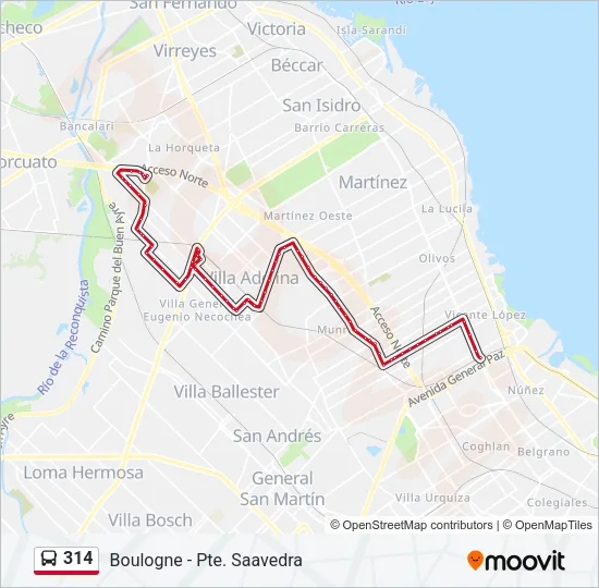 314 Colectivo Line Map