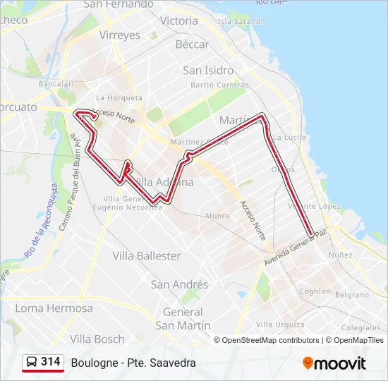 314 Colectivo Line Map
