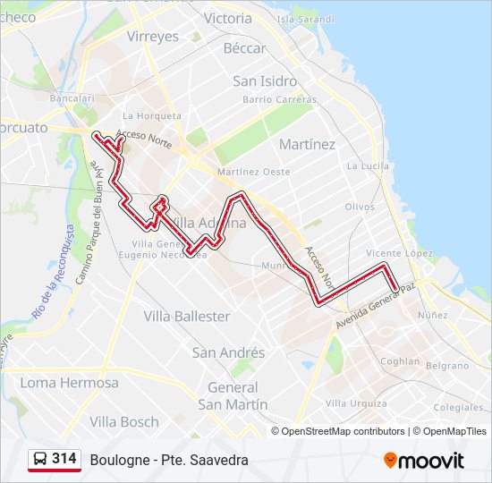 Mapa de 314 de Colectivo