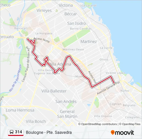 314 Colectivo Line Map