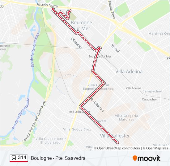 Mapa de 314 de Colectivo