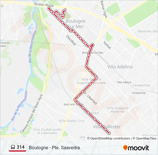 314 Colectivo Line Map