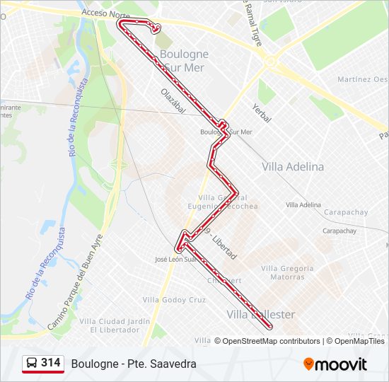 Mapa de 314 de Colectivo