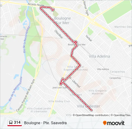 314 Colectivo Line Map
