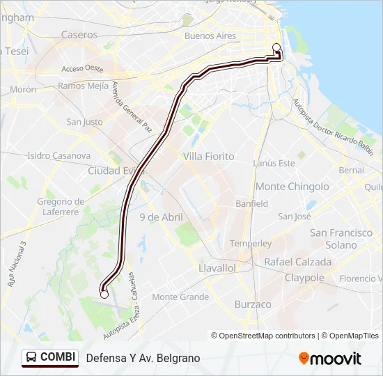 Mapa de COMBI de Colectivo