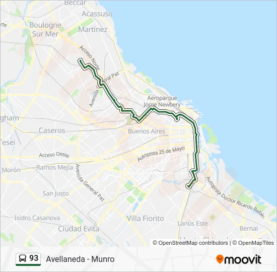 93 Colectivo Line Map