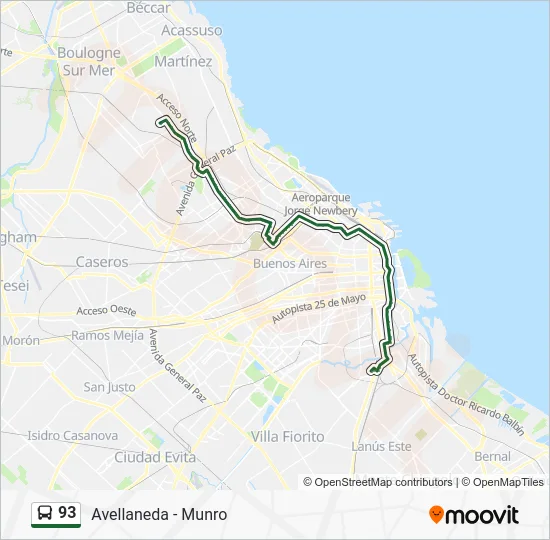 93 Colectivo Line Map