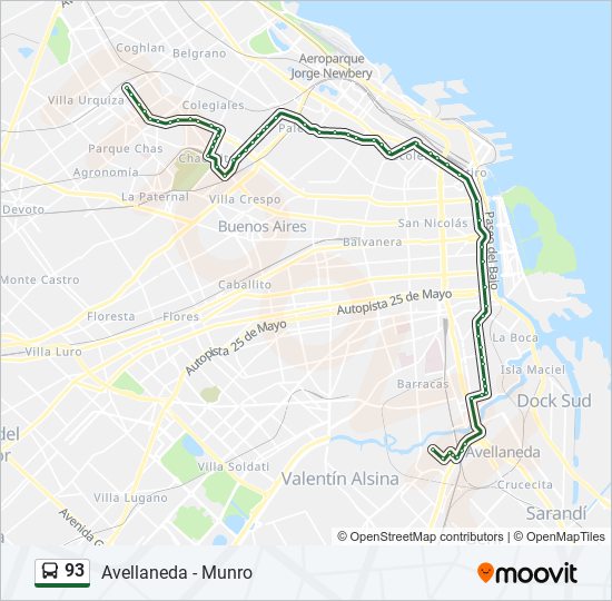 93 Colectivo Line Map