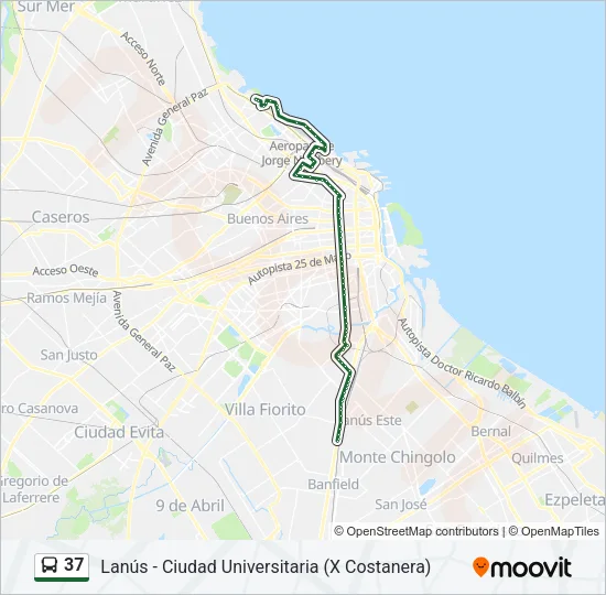 37 Colectivo Line Map
