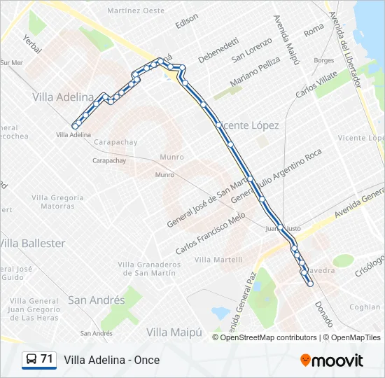 71 Colectivo Line Map