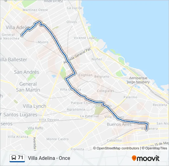 71 Colectivo Line Map