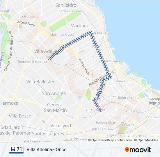 Ruta 71 horarios, paradas y mapas Villa Urquiza Villa Adelina (X
