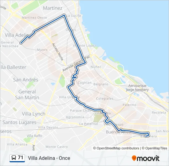 71 Colectivo Line Map