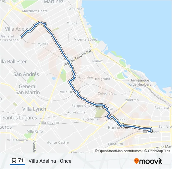 71 Colectivo Line Map