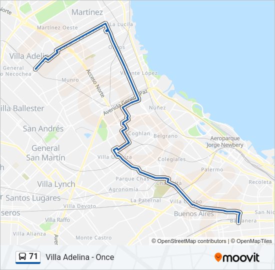71 Colectivo Line Map
