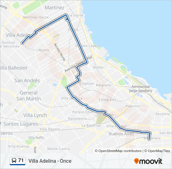 71 Colectivo Line Map