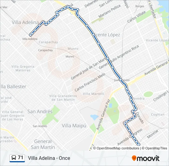 71 Colectivo Line Map