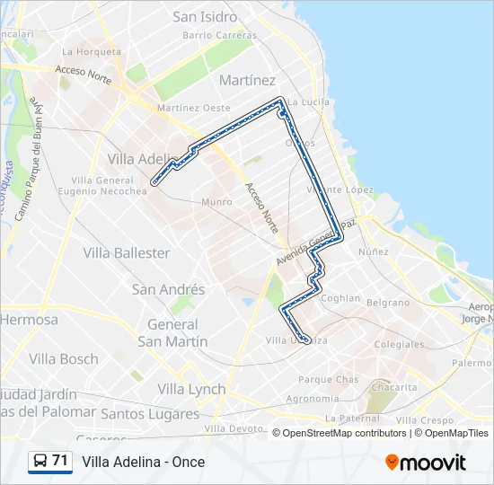 71 Colectivo Line Map