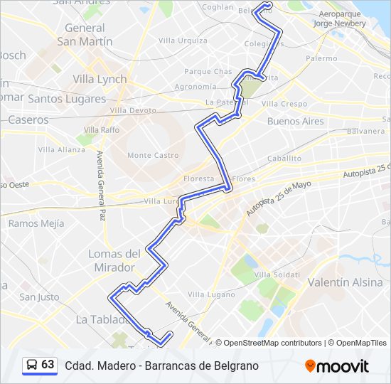 63 Colectivo Line Map