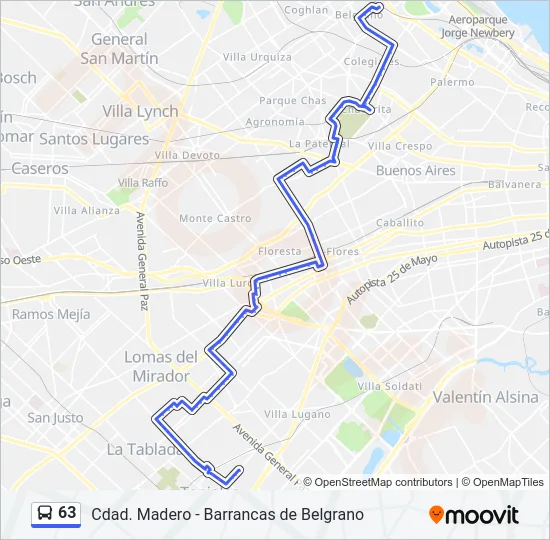 63 Colectivo Line Map