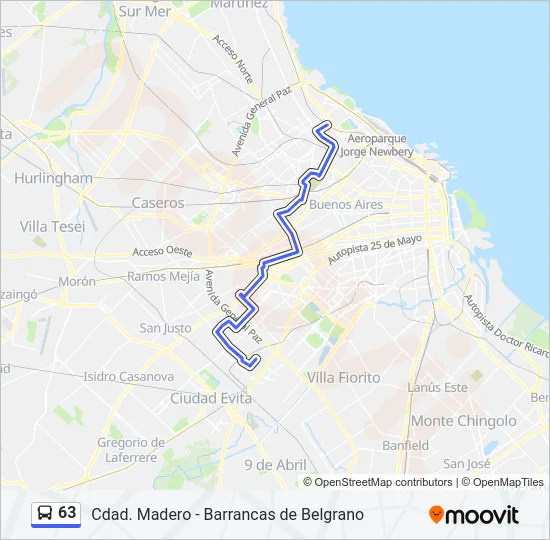 63 Colectivo Line Map