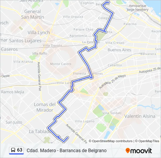 63 Colectivo Line Map
