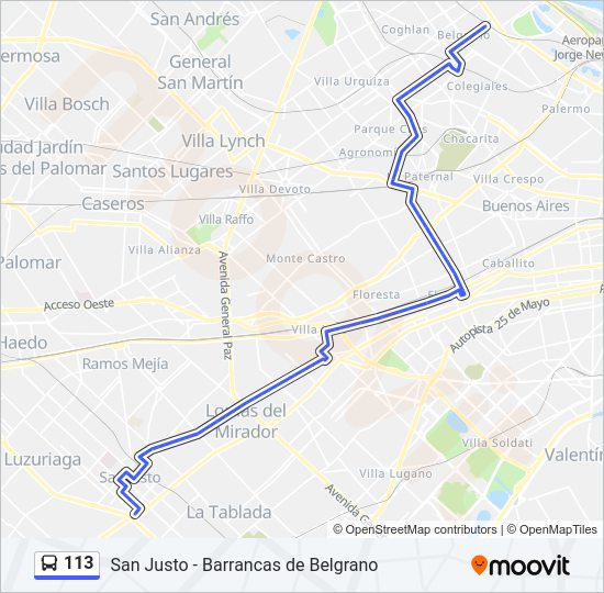 113 Colectivo Line Map
