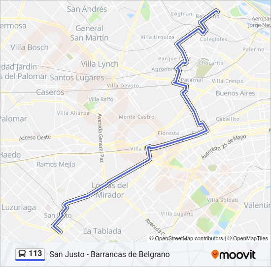 113 Colectivo Line Map