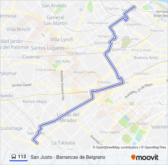 Mapa de 113 de Colectivo