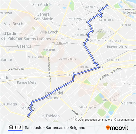 113 Colectivo Line Map