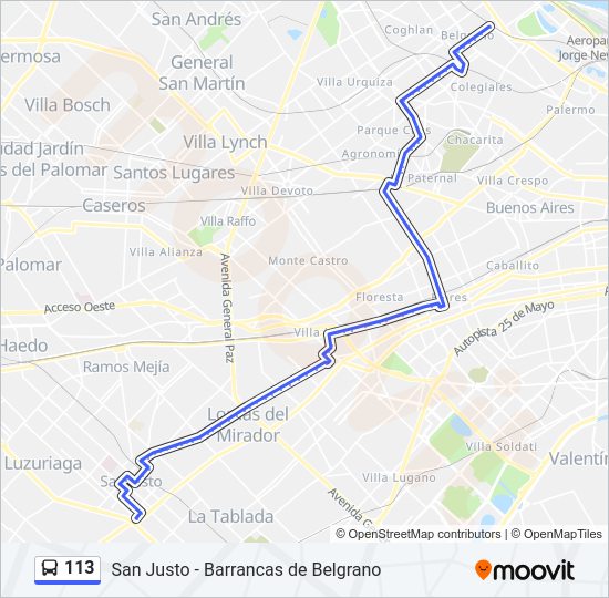 Mapa de 113 de Colectivo